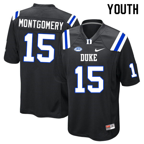 Youth #15 Nakeie Montgomery Duke Blue Devils College Football Jerseys Sale-Black - Click Image to Close